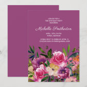 Invitation Rose violet jaune Floral 75e anniversaire Invitati (Devant / Derrière)