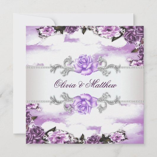 Invitation Rose violet Lavande violet blanc Mariage Cloud (Devant)