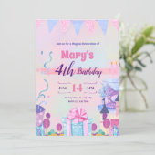 Invitation rose violet magique mignon girly (Debout devant)