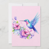 Invitation Rose violet mignon colibri Baby shower fille colib (Dos)