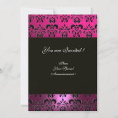 Invitation ROSE VIOLET NOIR DAMAS MONOGRAMME, fuchsia blanc (Dos)