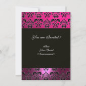 Invitation ROSE VIOLET NOIR  DAMAS MONOGRAMME  fuchsia blanc (Dos)