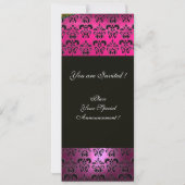 Invitation ROSE VIOLET NOIR DAMAS MONOGRAMME , fuchsia blanc (Dos)