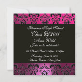 INVITATION ROSE VIOLET NOIR DAMASSÉ MONOGRAMME (Dos)