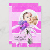 Invitation Rose violet rose fleur argent ange photo (Devant / Derrière)