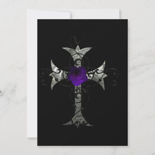 Invitation Rose violet Silver Cross Fête des mariées gothique (Devant)