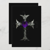 Invitation Rose violet Silver Cross Fête des mariées gothique (Devant / Derrière)