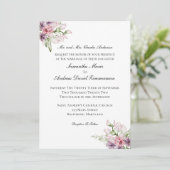 Invitation Rose violet vert Floral Formal Elégant Mariage (Debout devant)