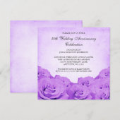 Invitation Rose Violette Vintage 50e Anniversaire de Mariage (Devant / Derrière)