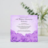Invitation Rose Violette Vintage 50e Anniversaire de Mariage (Debout devant)