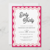 Invitation Rose Wavy Dirty Trente minimum 30e anniversaire (Devant)