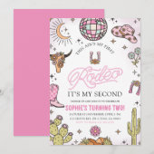 Invitation Rose Western Cowgirl Rodeo 2e fête d'anniversaire (Devant / Derrière)