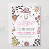Invitation Rose Western Cowgirl Rodeo 2e fête d'anniversaire (Devant)