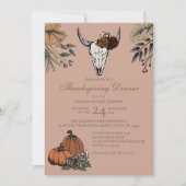 Invitation Rose Western Thanksgiving Cow Skull Fall Harvest (Devant)
