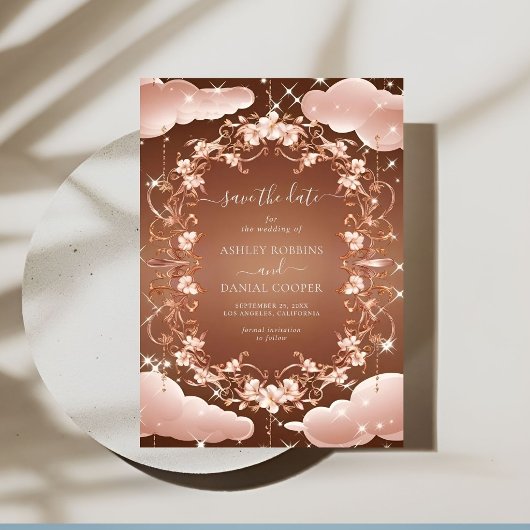 Invitation Rose Whimsical Or Ornate Floral Enregistrer La Dat