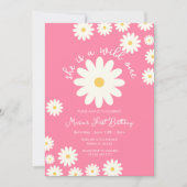 Invitation Rose White Daisy Elle est un Anniversaire sauvage (Devant)