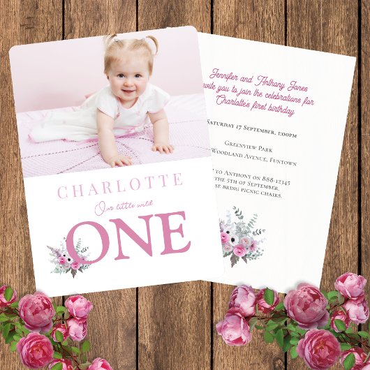 Invitation Rose Wild ONE 1er anniversaire