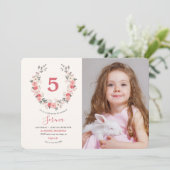 Invitation Rose Wreath Cinquième anniversaire (Debout devant)