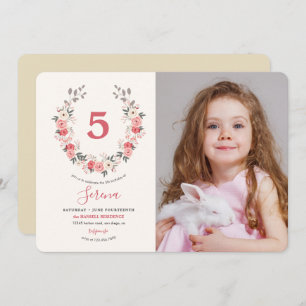 Invitation Rose Wreath Cinquième anniversaire