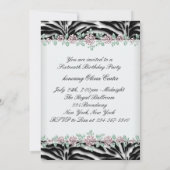 Invitation Rose Zebra Sweet sixteen fête d'anniversaire (Dos)