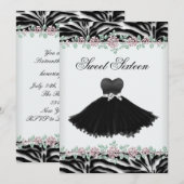 Invitation Rose Zebra Sweet sixteen fête d'anniversaire (Devant / Derrière)