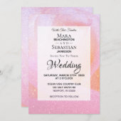 Invitation *~* Rosebud Faux Parties scintillant rose Mariage  (Devant / Derrière)