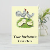 Invitation Rosecomb naine et poussins (Debout devant)
