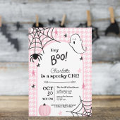 Invitation Rosée Houndstooth Éffrayant Un Halloween Anniversa