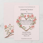 Invitation Rosée Noire Romantique Rose Rose Rose Mariage du c (Devant / Derrière)