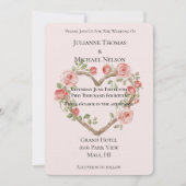 Invitation Rosée Noire Romantique Rose Rose Rose Mariage du c (Devant)