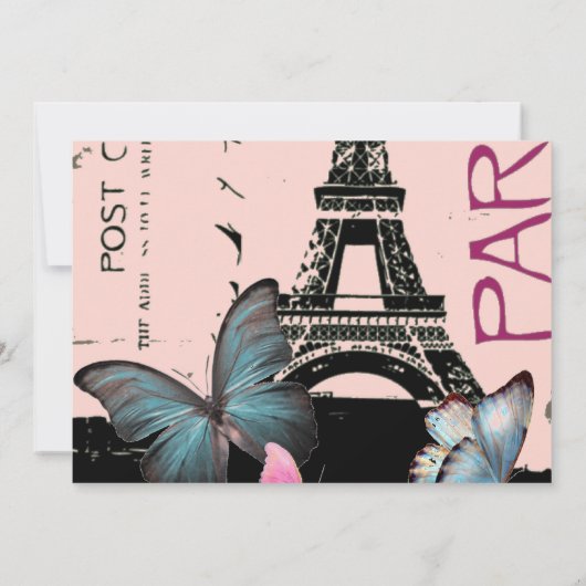 Invitation rosée paris eiffel tour destination mariage (Dos)