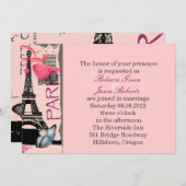 Invitation rosée paris eiffel tour destination mariage (Devant / Derrière)