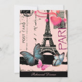 Invitation rosée paris eiffel tour destination mariage (Devant)