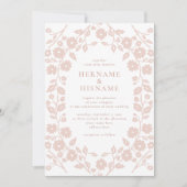 Invitation Rosée rousse rose simple moderne Folle Mariage flo (Devant)