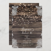 Invitation Rosée Rustique Brown dentelle en bois Lumière douc (Devant / Derrière)