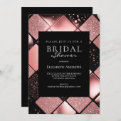 Invitation Rosegold Black Pattern Bridal Shower  (Devant / Derrière)