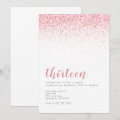 Invitation Rosegold Parties scintillant Ado fille Anniversair (Devant / Derrière)