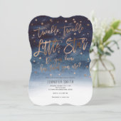 Invitation Rosegold,Twinkle Twinkle Little Stars, Baby shower (Debout devant)