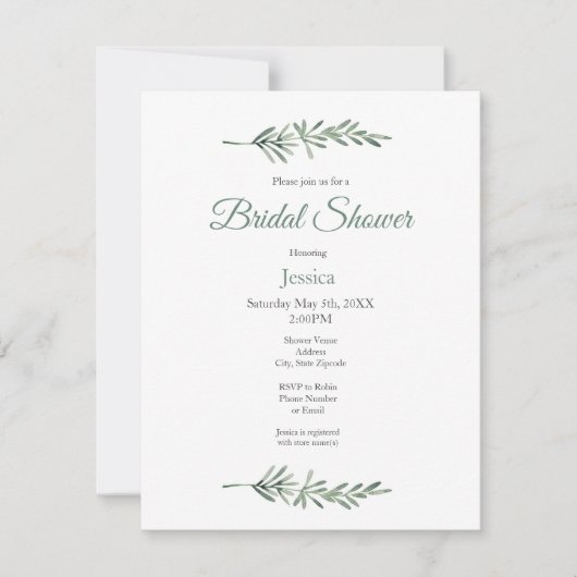 Invitation Rosemaire aquarelle (Devant)