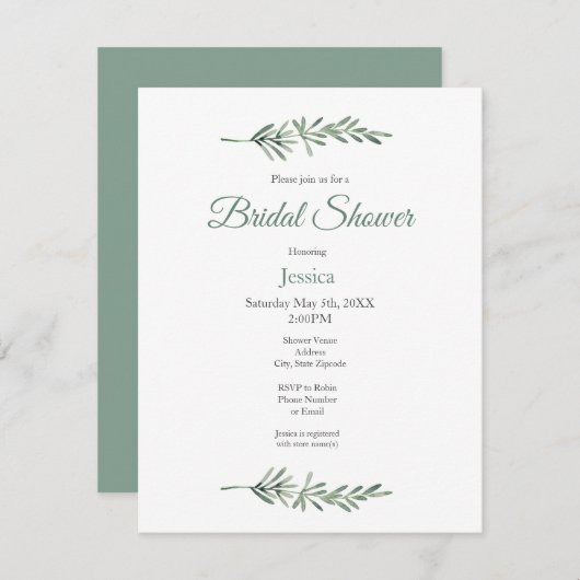 Invitation Rosemaire aquarelle (Devant / Derrière)