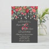 Invitation Roseraie Rouge Romantique Tout en un Mariage Flora (Debout devant)