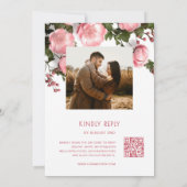Invitation Roses 3D Texturées Mariage Blanc | Photo (Dos)