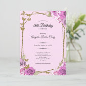 Invitation Roses and Butterflies Pink 18th Debut Birthday (Debout devant)