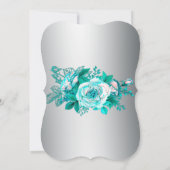 Invitation Roses Aqua et Mariage incurvé Silver Elegance (Dos)