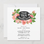 Invitation Roses aquarelle | Baby shower Tea Party (Devant)