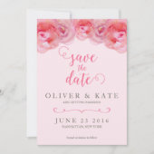 Invitation Roses Aquarelle Rose Save the Date (Devant)