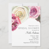 Invitation Roses Aquarelle Roses Roses et Blanc Mariage Chic (Devant)