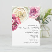 Invitation Roses Aquarelle Roses Roses et Blanc Mariage Chic (Debout devant)