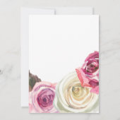 Invitation Roses Aquarelle Roses Roses et Blanc Mariage Chic (Dos)