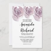 Invitation Roses Aquarelle Violettes Mariage Pretty de Fiança (Devant)